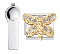 VLYX Personalizable Gold Charm Bracelet Links with Tool, For 9mm Italian Chain Bracelets