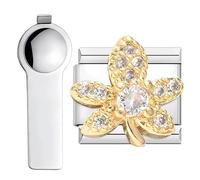 VLYX Personalizable Gold Charms with Tool, Suitable for 9mm Italian Chain-Link Bracelets