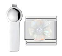 VLYX Personalized Flower World Charm - 9mm Stainless Steel Italian Link Bracelet Accessory with Installation Tool