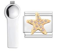 VLYX Personalized Golden Mini Creature Theme Charm, with Installation Tool, Stainless Steel 9mm Italian Link Charm