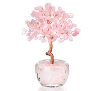 VLYX Rose Quartz Crystal Tree of Life - Handmade Pink Gemstone Money Tree for Home Office Decor, Positive Energy Gift for Women
