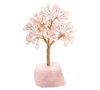 VLYX Rose Quartz Crystal Tree of Life - Handmade Pink Gemstone Natural Decor for Office Desk Display, Inspiring Sculptural Gift for Her