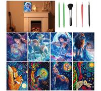 VLYX Scratch Art for Adults and Kids - 8-Piece Luminous Rainbow Scratch Notes Kit with Scratching Tools, Creative Art Supplies Children & Adults（Constellations & Star Beasts）