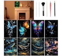 VLYX Scratch Art for Adults and Kids - 8-Piece Rainbow Scratch Notes Kit with Scratching Tools, Creative Art Supplies Children & Adults(Butterfly & Whale)