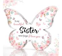 VLYX Sister Gifts, Sister Presents for Sister, Sister Ornaments Gifts, Beautiful Butterfly-Shaped Acrylic Keepsake, Big Little Sister Gifts from Sister Brother