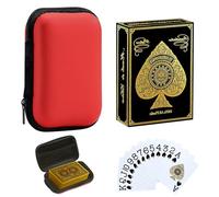 VLYX Waterproof Plastic Playing Cards - Jumbo Index Large Print Poker Deck for Adults, Premium Professional Card Set with Storage Box, Gift Ready (Gold)