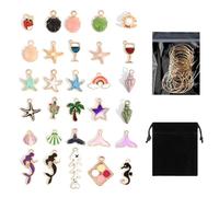 VLYX Wine Glass Charms - Ocean/Seaside Theme - 30 PCS Set with Velvet Bag for Stemware Identification, Wine Tasting Party Decor, Nautical Glass Tags