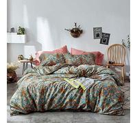 VM VOUGEMARKET Gold Duvet Cover Queen,Medallion Paisley Print Bedding Set 400 Thread Count Percale Cotton Vibrant Bohemian Pattern Quit Cover with Zipper Closure