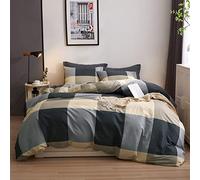 VM VOUGEMARKET Plaid Duvet Cover King,Black Gray Checkered Bedding Set with Zipper Ties,Simple Luxury Boys Men Comforter Cover Set Soft Cotton Home Bedding-104x90