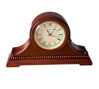 vmarketingsite Mantel Clocks, Battery Operated, Silent Wood Table Clock with Westminster Chimes On The Hour, Solid Wooden Shelf Decorative Chiming Mantle Clock, 9" x 16" x 3" (Maroon Roman Numerals)