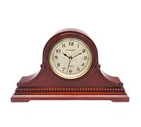 vmarketingsite Mantel Clocks, Battery Operated, Silent Wood Table Clock with Westminster Chimes On The Hour, Solid Wooden Shelf Decorative Chiming Mantle Clock, 9" x 16" x 3" (Maroon Arabic Numerals)