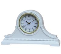 vmarketingsite Mantel Clocks, Battery Operated, Silent Wood Table Clock with Westminster Chimes On The Hour, Solid Wooden Shelf Chiming Mantle Clock, 9" x 16" x 3" (White - Roman Numerals)
