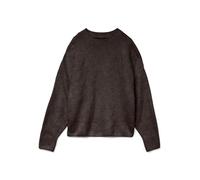 VERO MODA Women's Loose Fit Knit Sweater Round Neck Deep Set Shoulders Long Sleeve, Colours:Brown, Size:S