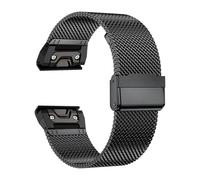 VMBVBHMDF 20 22 26mm Quick Fit Strap Fit For Garmin Fenix 7X 7 Pro Fenix 6X 6 5X 5Plus Tactix 7 Forerunner 965 955 Enduro Milanese Loop Stainless Steel Band(Black,22mm)