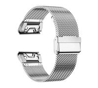 VMBVBHMDF 20 22 26mm Quick Fit Strap Fit For Garmin Fenix 7X 7 Pro Fenix 6X 6 5X 5Plus Tactix 7 Forerunner 965 955 Enduro Milanese Loop Stainless Steel Band(Silver,26mm)