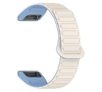 VMBVBHMDF 20 22 26MM Silicone Loop Buckle Strap, Suitable Fit For Garmin Fenix 8 E 7 7X 6X 6 Pro 5 5X Plus 3HR Strap Quick Release Bracelet(White Blue,26mm)