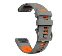 VMBVBHMDF 20 22 26MM Silicone WatchBand Strap Fit For Garmin Fenix 8 E 7 7X 6X 6 Pro 5 5X Plus Epix Enduro 3 WristStrap QuickFit Release Bracelet(Gray orange,20mm)