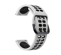 VMBVBHMDF 20 22mm Universal Double Breasted Square Hole Silicone Strap Fit For Garmin Forerunner 570 265 255/Vivoactive 4 3 Replacement Strap(White black,22mm)