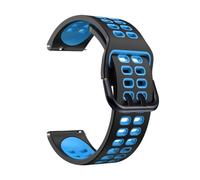VMBVBHMDF 20 22mm Universal Double Breasted Square Hole Silicone Strap Fit For Garmin Forerunner 570 265 255/Vivoactive 4 3 Replacement Strap(Black blue,22mm)