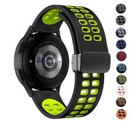 VMBVBHMDF 20/22mm universal two-color folding buckle silicone strap suitable fit for Samsung Galaxy Watch 5 Pro 45mm/4/6 44mm 40 47 43 replacement bracelet(Black Green 2,22MM)