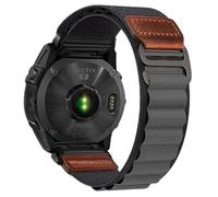 VMBVBHMDF 20mm 22mm 26mm High Mountain Pattern Ring Leather Nylon Strap fit for Garmin Fenix 8 7 7 Pro 6 Pro TACTIX Forerunner 965 955 255 265(Dark gray,20mm)