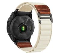 VMBVBHMDF 20mm 22mm 26mm High Mountain Pattern Ring Leather Nylon Strap fit for Garmin Fenix 8 7 7 Pro 6 Pro TACTIX Forerunner 965 955 255 265(Starlight,20mm)