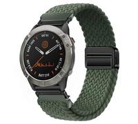 VMBVBHMDF 22 26mm Elastic Quick Fit Nylon Strap Enduro2 Wristband Fit For Garmin Fenix5 5XPlus 6 6XPro 7 7XPro 8 Bracelet Tactix7Pro WatchBand(Green,26mm)