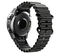 VMBVBHMDF 22 26mm Ocean Silicone Wristband Strap Fit For Garmin Approach S62 Fenix5 5Plus 6 6Pro 7 Watch Band Intinct1 2 Quick Fit Bracelet(Black,22mm)