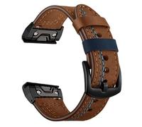 VMBVBHMDF 22mm 26mm Genuine Leather Strap Fit For Garmin Tactix 7 AMOLED Fenix 7X 7 Fenix 6X 8X Pro Plus Epix Gen Enduro 2 Quick Release Strap(Brown,22mm)