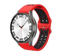 VMBVBHMDF No Gap Silicone Strap Fit For Samsung Galaxy Watch 7/6/5/4 40mm 44mm 5 Pro Sport Breathable Wristband For Watch 4/6 Classic Band(Red black)