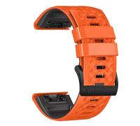 VMBVBHMDF QuickFit 22mm 26mm Checkered Silicone Strap, Suitable Fit For Garmin Fenix 8 7X 7 7S 6X 6 Pro 5 965 955 945 Epix 2 Strap(Orange black,26mm)