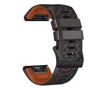 VMBVBHMDF QuickFit 22mm 26mm Checkered Silicone Strap, Suitable Fit For Garmin Fenix 8 7X 7 7S 6X 6 Pro 5 965 955 945 Epix 2 Strap(Black brown,22mm)