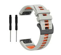 VMBVBHMDF QuickFit 22mm 26mm Dual Tone Striped Silicone Strap, Suitable Fit For Garmin Fenix 8 7X 7 7S 6X 6 Pro 5 5X 965 955 945 Epix 2 Strap(Grey Orange,22MM)