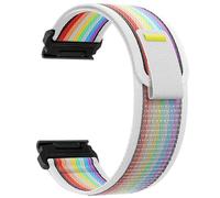 VMBVBHMDF QuickFit 26/22/20mm Wild Diameter Nylon Loop Strap Is Suitable Fit For Garmin Fenix 8 51/47/43mm 7S E Correa Replacement Strap,(White rainbow,26mm)