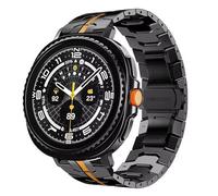 VMBVBHMDF Stainless Steel Band Fit For Samsung Galaxy Watch 8 40mm 44mm Correa Metal Strap Bracelet For Galaxy Watch 8 Classic 46mm Watchband(Black orange)