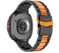 VMBVBHMDF Stainless Steel Strap Fit For Samsung Galaxy Watch 8 44mm 40mm Men Band Correa Galaxy Watch 8 Classic 46mm Metal Strap(Black orange)