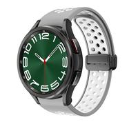 VMBVBHMDF Strap For Samsung Galaxy Watch 6 Classic 47mm 43mm 46mm D-Buckle Bracelet Galaxy Watch 7/6/4/5 Pro 45mm 40mm 44mm Band(Gray white)