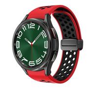 VMBVBHMDF Strap For Samsung Galaxy Watch 6 Classic 47mm 43mm 46mm D-Buckle Bracelet Galaxy Watch 7/6/4/5 Pro 45mm 40mm 44mm Band(Red black)