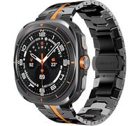 VMBVBHMDF Titanium Band Fit For Samsung Galaxy Watch 7 Ultra 47mm Men Bracelet Metal Strap For Galaxy Watch 7 Ultra 47mm Replacement Watchband(Black orange)