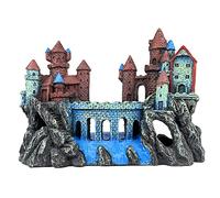 VMCN Aquarium Castle Decoration for Fish Tank Castle Cave Hideouts House Plants Supplies Accessories Safe for Freshwater and Saltwater Fish Tanks - Medium (Brown)