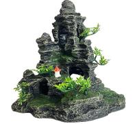 VMCN Aquarium Decoration Large and Tall for Fish Tank Rock Thematic Ornaments Aquarium Mountain View Stone Ornaments Aquarium Decor Tree House Cave Fish Tank Decorations - Extra Large