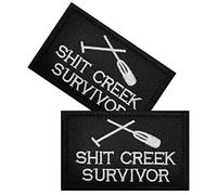 Vmcoatdu 2 Pieces Creek Survivor Embroidered Patch Badge Emblem with Hook and Loop Applique Patches