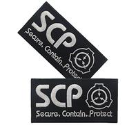 Vmcoatdu 2 Pieces SCP Foundation Special Containment Procedures Foundation Logo Military Embroidered Patch Badge Emblem with Hook and Loop Applique Patches (Black 2)