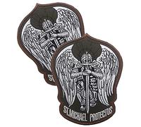 Vmcoatdu 2 Pieces St.Saint Michael Protect Us Modern Morale Patch Tactical Military Army Operator Embroidered Patch Badge Emblem with Hook and Loop Applique Patches
