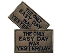 Vmcoatdu 2 Pieces The Only Easy Day was Yesterday Embroidered Patch Badge Emblem with Hook and Loop Applique Patches