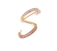 vmcoatdu A-Z Women's Initial 26 Letter Brooch, Gold Plated Metal Brooches, Clear Crystal Rhinestone Brooch, One Size, Metal, Rhinestones