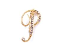 vmcoatdu A-Z Women's Initial 26 Letter Brooch, Gold Plated Metal Brooches, Clear Crystal Rhinestone Brooch, One Size, Metal, Rhinestones