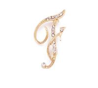 vmcoatdu A-Z Women's Initial 26 Letter Brooch, Gold Plated Metal Brooches, Clear Crystal Rhinestone Brooch, One Size, Metal, Rhinestones