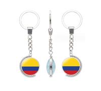vmcoatdu Many Countries National Flag Double Sided Rotation Key Chain Keyring Gift Men Women Stainless Steel Glass Keychain, Columbia, One size