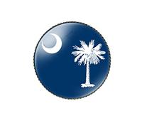 vmcoatdu Round 1 Inch South Carolina Flag Pin Brooch Metal and Inlay Glass Revivalism Style Souvenir Badge Brooch for Hat Clothes Backpack, One Size, Metal, no gemstone